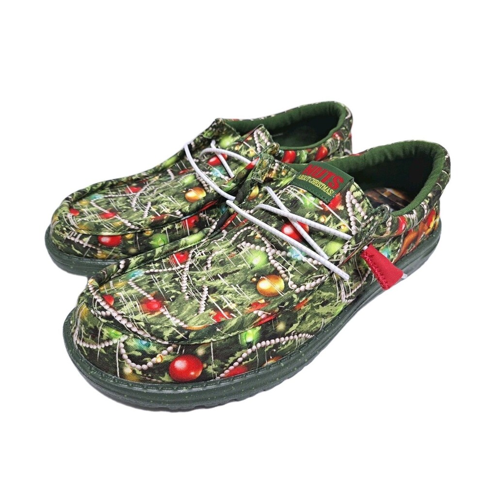 Hey Dude Wally Christmas Vacation Men's Sneakers Size 11 Griswold Green Red